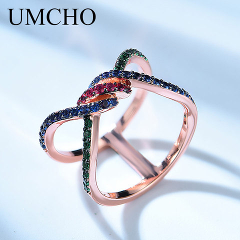 UMCHO Genuine 925 Sterling Silver Double Circle Ring for Woman Sterling Silver Jewelry Wedding Engagement Gift Fine Jewelry ► Photo 1/6