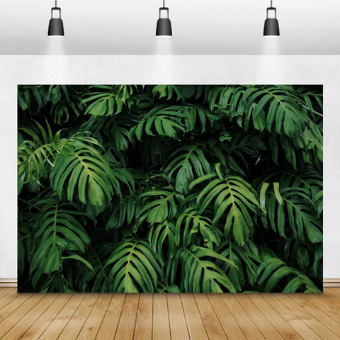 Laeacco Jungle Party Photography Backdrops Tropical Forest Green Leaves Animals Safari Photo Backgrounds Baby Birthday Photozone ► Photo 1/6