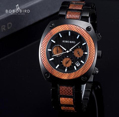BOBO BIRD Wood Watch Men Stopwatches Handmade erkek kol saati Japan Movement Quartz Wristwatch Gift for Male Dropshipping ► Photo 1/6