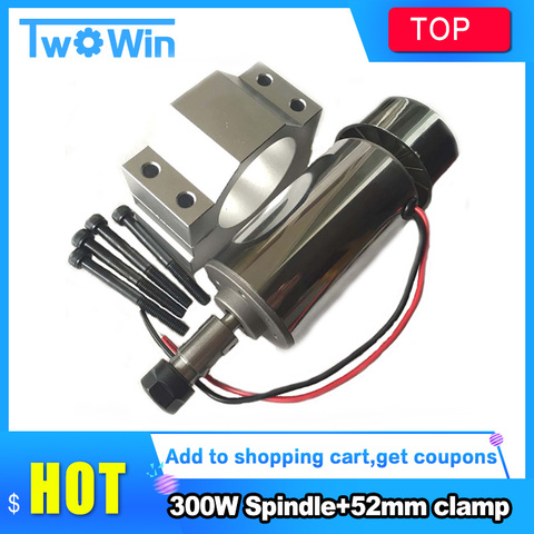 Best Quality ! Air Cooled 300W DC Spindle Motor 12-48V DC ER11 Collect + 52mm Mount Bracket Fixture for PCB CNC Mahine ► Photo 1/3