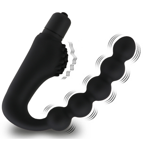 Silicone 10 Speeds Anal Plug Prostate Massager Vibrator Butt Plugs 5 Beads Sex Toys for Woman Men Adult Product Sex Shop Sexo ► Photo 1/6
