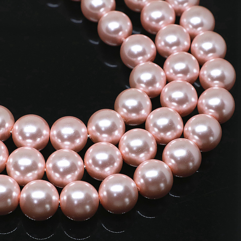 Charming wholesale pink round imitation shell pearl loose beads 4-14mm high grade women hot sale jewelry making 15inch B1613 ► Photo 1/5