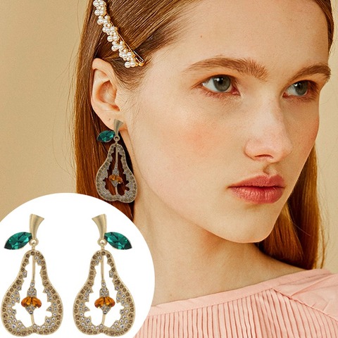 Match-Right Korean Statement 2022 Pear Cactus Flower Earrings for Women Crystal Luxury Wedding Rhinestone Female Jewelry SP1034 ► Photo 1/6