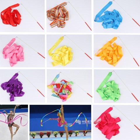 2 Meters 4M 6M Colorful Gym Ribbons Dance Ribbon Rhythmic Art Gymnastics Ballet Streamer Twirling Rod Rainbow Stick Training ► Photo 1/6