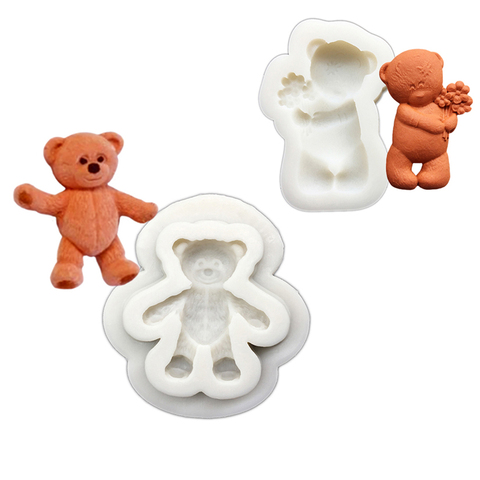 Flower Teddy Bear Silicone Sugarcraft Mold Chocolate Cupcake Baking Fondant Cake Decorating Tools ► Photo 1/6