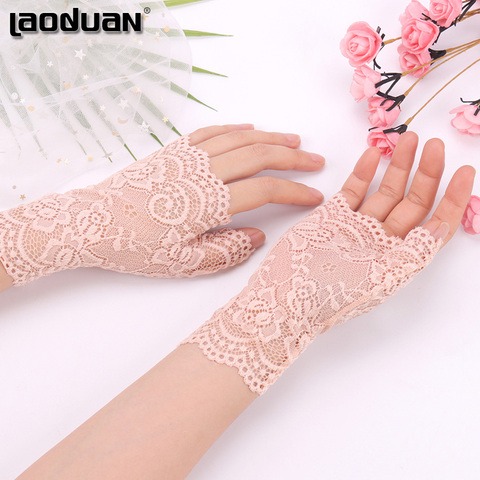Spring And Summer Women'S Sunscreen Short Gloves Fashion Sexy Fingerless Lace Driving Gloves Spring And Summer Lace Glove ► Photo 1/6