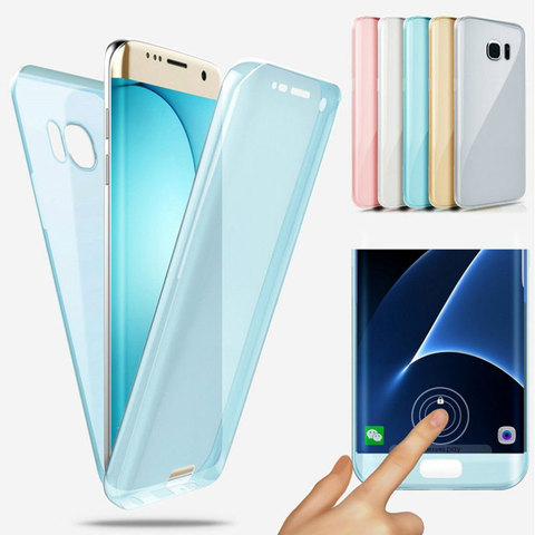 Luxury Soft 360 Full Cover Silicone Case for Samsung Galaxy A6 A8 J4 J6 A7 2022 A750 S9 S8 Plus S7 Edge A3 A5 J3 J5 J7 2016 2017 ► Photo 1/6
