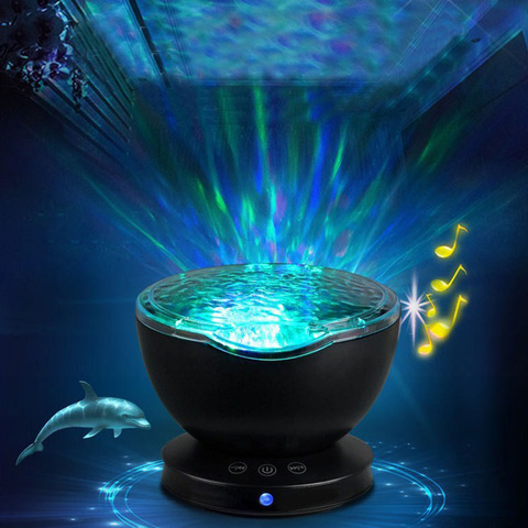 Ocean Wave Projector Led Night Light Aid Sleeping Romantic Soothing Water Wave USB LED Light Lamp Projector Music Player For Kid ► Photo 1/6