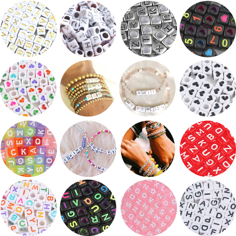 6mm Mixed Letter Square Acrylic Beads Alphabet Digital Cube Loose Spacer Beads For Jewelry Making Diy Bracelet Wholesale Perles ► Photo 1/6