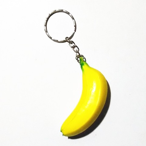 New PU Banana Key Chain Soft Basketball Rugby Key Ring Smile Face Decorative Pendant Bag Charming Key Holder Personality Gifts ► Photo 1/6