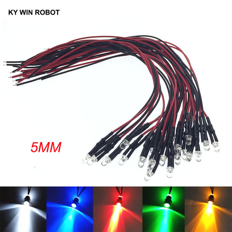 10PCS 5mm LED 12V 20cm Pre-wired White Red Green Blue Yellow UV RGB Diodo Lamp Decoration Light Emitting Diodes Pre-soldered ► Photo 1/6