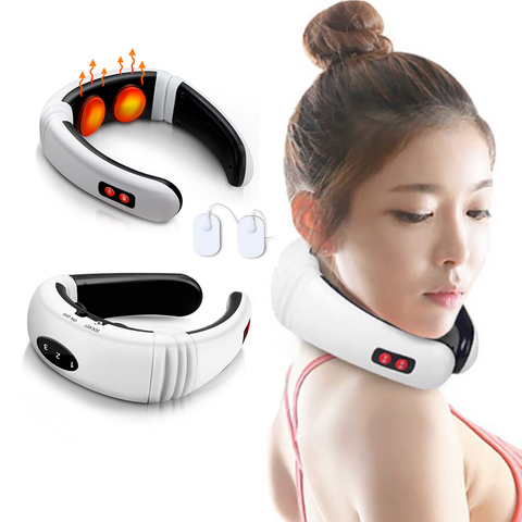 Electric pulse back and neck massager far infrared heating pain relief