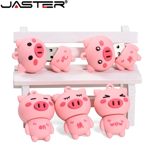 JASTER Cute pink pig USB flash drive pendrive USB stick 4GB 8GB 16GB 32GB 64GB 128GB memory U disk Creative gadget gift pendrive ► Photo 1/6