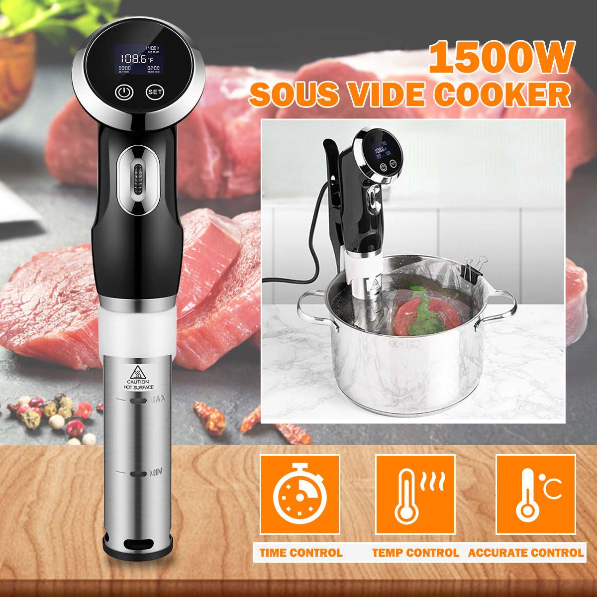 Sous Vide Precision Cooker 1500W Immersion Circulator Low