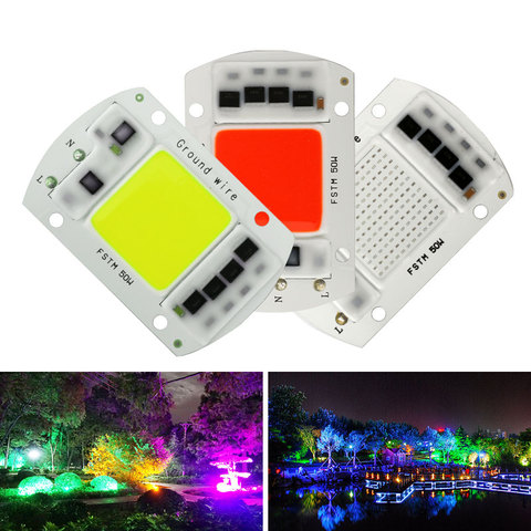 Colorful LED COB Chip 20W 30W 50W Smart IC Chip 220V 240V   LED Floodlight Spotlight  Red Blue Green Light Bead ► Photo 1/6