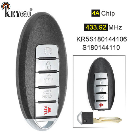 KEYECU 433.92MHz FCC ID: KR5S180144106 S180144110 Replacement Smart Remote Car Key Fob 5 Button for Nissan Rogue 2017 2022 ► Photo 1/5