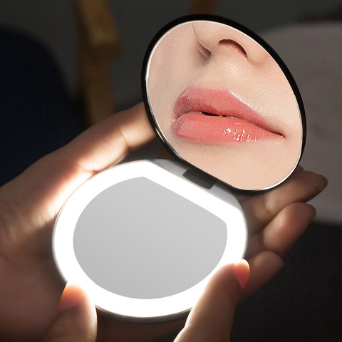1pc Portable Makeup Mirror, Travel Magnifying Makeup Mirror With Lights