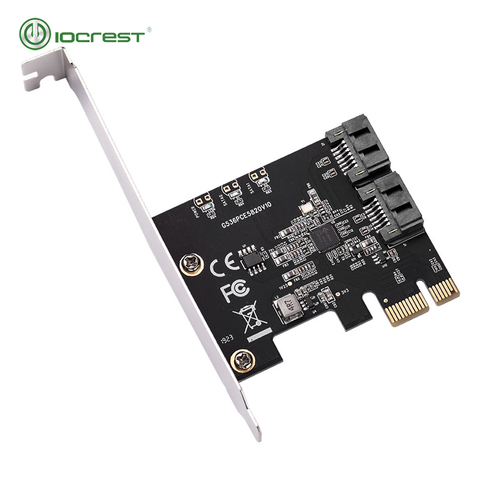 IOCREST SATAIII 6gb/ S Controller Expansion Card Pcie 3.0 Gen3 X1 to 2 Ports PCI Express 3.0 Low Profile Bracket Green ► Photo 1/6