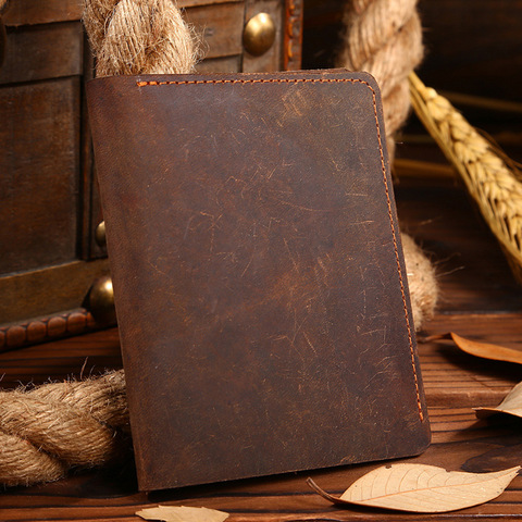 MAHEU Vintage Short Wallet Crazy Horse Leather Short Purse Retro Fashion Short Purse Cowskin Men Wallets Dropshipping ► Photo 1/6