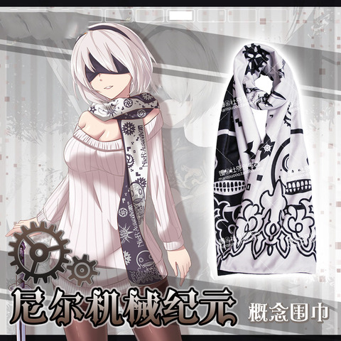 Anime Game NieR:Automata YoRHa NO 2B Theme Cosplay Fashion Winter Cotton Scarf Fashion Men Women Warm Neckerchief Xmas Gift ► Photo 1/5