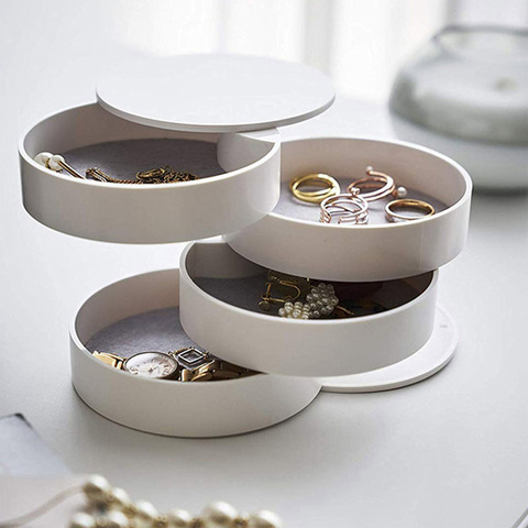 4 Layers Jewelry Storage Box 360 Degrees Rotary Holder Jewelry Organizer for Earrings Rubber Band Bracelet Small Items Organizer ► Photo 1/6
