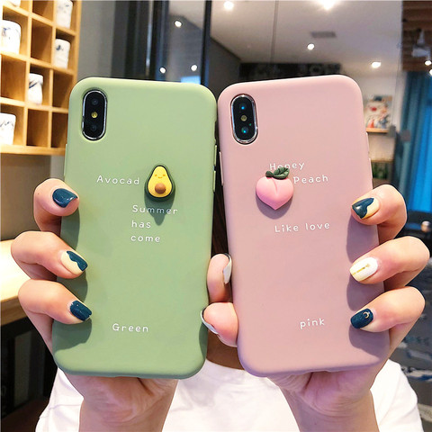 3D Cute Avocado Pattern Phone Case For iPhone 11 Pro Max XR XS Max X 8 7 6 6S Plus Lovely Fruit Soft Silicone Letter Back Cover ► Photo 1/6
