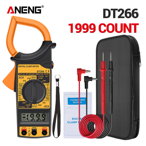 ANENG DT266 LCD 1999 Count Digital True RMS Professional Clamp Meter ACDC Current Voltage Tester Data Show Auto Multimeter Clamp ► Photo 1/6