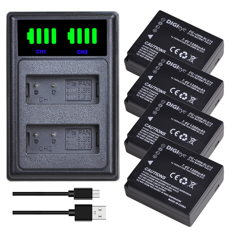 4x Batteries + LED Charger Set for DMW-BLG10 BLG10E BLG10PP and Panasonic LUMIX GF5 GF6 GX7 GX9 GX80 GX85 ZS200 LX100 Cameras ► Photo 1/6