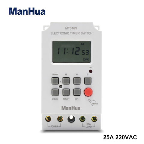 ManHua  Din Rail 220VAC 25A MT316S Programmable Electronic Timer For Universal Electric Appliance Digital Timer Switch ► Photo 1/6