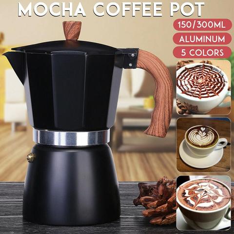 New Arrival Durable Aluminum Italian Style Espresso Coffee Maker Stove Top Pot Kettle Practical Mocha Coffee Pot 150ml/300ml ► Photo 1/6