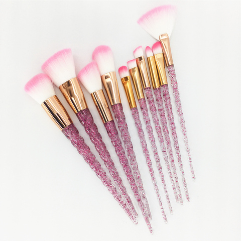 10pcs Unicorn Makeup Brushes Set Diamond Crystal Handle Blending Foundation Powder Eyeshadow Eyebrow Brush Beauty Make Up Tools ► Photo 1/6