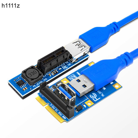 Mini PCI-E to PCI-E X1 Riser Card PCI Express X1 Slot Dual SATA Power Connector 60cm USB 3.0 Cable Extension Port Adapter Raiser ► Photo 1/6