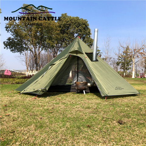 3-4 Person Ultralight Pyramid Tent Camping Teepee Tent Outdoor Winter Backpacking Awnings Shelter Tent for Birdwatching Cooking ► Photo 1/6