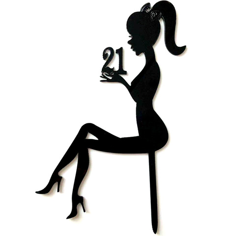 Acrylic High Heels Lady Girl Cake Topper 18/21 Happy Birthday Cupcake Topper For Weddding Girls Birthday Party Cake Decorations ► Photo 1/5