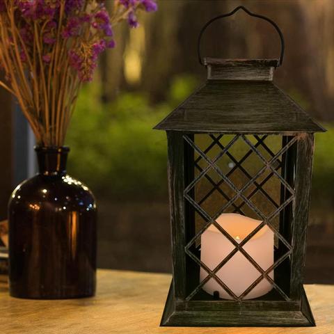 Solar Lantern Light, Solar Garden Light LED Candle Lanterns with LED Flickering Flameless Candles Waterproof Solar Hanging Light ► Photo 1/6