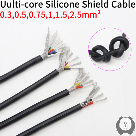 Sq 0.3 0.5 0.75 1 1.5 2 2.5mm Soft Silicone Rubber Shielded Cable 2 3 4 6 Cores Insulated Flexible Copper High Temperature Wire ► Photo 1/6