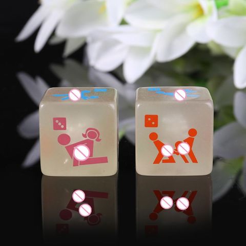 2pcs 25mm Noctilucent Dice Cube Adult Game Love Sex Dice Night Bar KTV Fun Game ► Photo 1/6