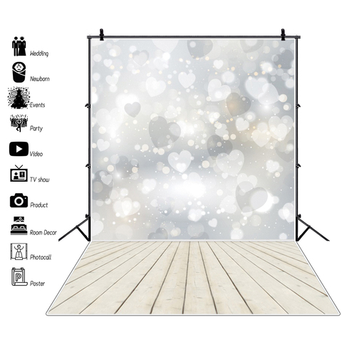 Laeacco Light Bokeh Glitters Snowflake Wooden Floor Baby Portrait Photography Backgrounds Birthday Backdrops Photozone Photocall ► Photo 1/6