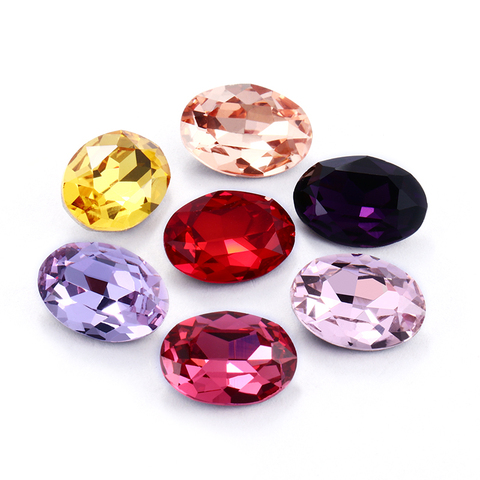 XIAOPU Oval Jewelry Accessories Colorful Violet Light Siam Piontback Loose Rhinestones K9 Glass Strass Crystal Glue on Clothes ► Photo 1/6