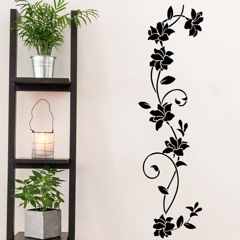 Black Flower Vine Vinyl Wall Stickers Refrigerator Window Cupboard Living Room Decoration DIY Wall Decals Art Mural Home Decor ► Photo 1/5