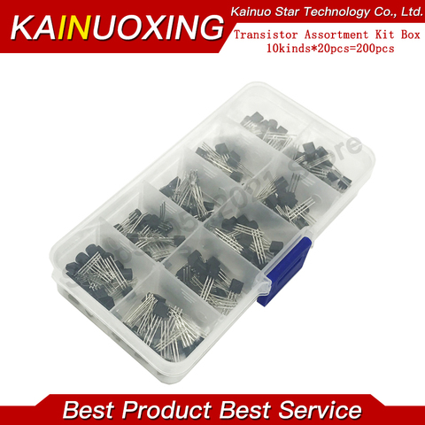 10value 200PCS BC337 BC327 2N2222 2N2907 2N3904 2N3906 S8050 S8550 A1015 C1815 Transistor Assortment Kit Transistors Box Pack ► Photo 1/1