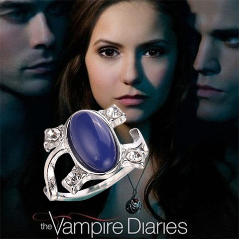 The Vampire Diaries Rings For Women Elena Gilbert Blue Stone Rings Movie Jewelry ► Photo 1/6