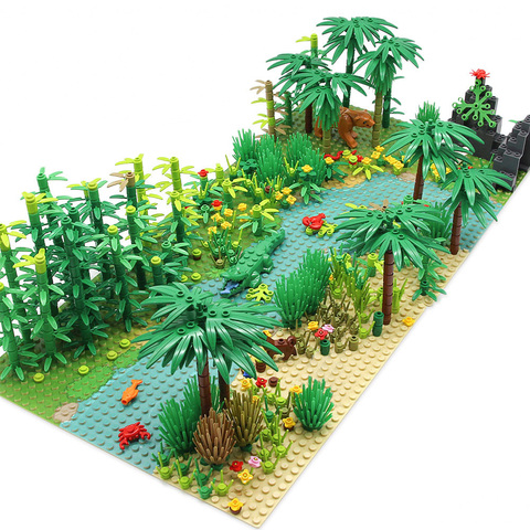 Rainforest Animal Fish Grass Tree Building Blocks Set with Baseplate City MOC Accessories Parts Bricks DIY Kids Toys Gifts ► Photo 1/6