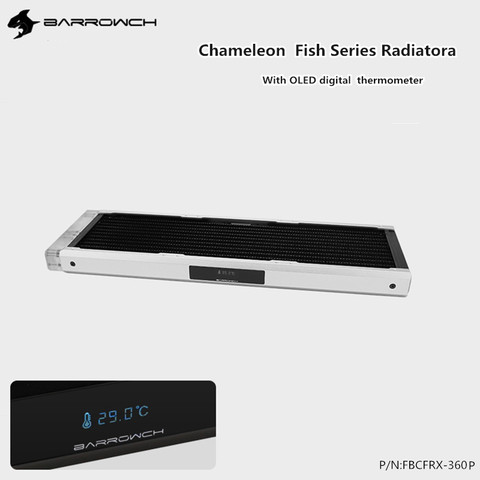 Barrowch Modular Copper 360mm Radiator With OLED Display Acrylic/POM Inlet Module Suitable  For 3X120mm Fan Chameleon FBCFRX-360 ► Photo 1/6