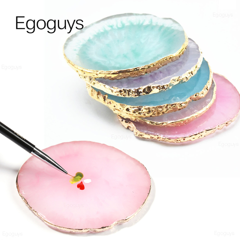 1PC Round Resin Agate Stone Nail Color Palette Gel Polish Pallet Mixing Drawing Paint Plate Pad Manicure Nail Art Display Shelf ► Photo 1/6