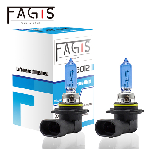 Fagis 2 Pcs 9012 Hir2 Super White 12v 55w Blue Car Headlight 6000K Auto Halogen Bulb Clear Quartz Glass Car Lights ► Photo 1/6