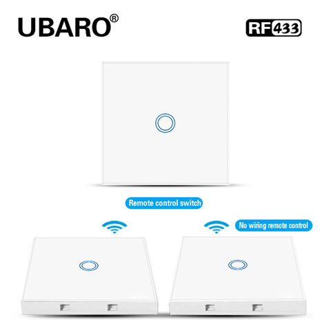 UBARO EU/UK RF Wireless Control Switch White Crystal Glass Panel Smart Home Wall Light Lamp Touch Controller Switches 1/2/3 Gang ► Photo 1/6