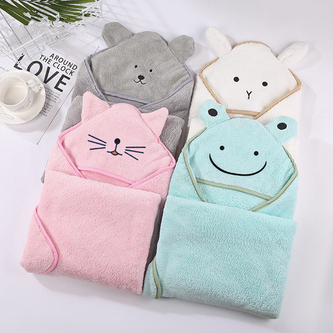 Baby Bath Towel 90*90cm Baby Towel Newborn with Hood Cartoon Coral Fleece Infant Towels Blanket Newborn Baby Bathrobe Infant ► Photo 1/6