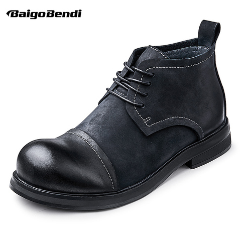 Hight End Men's Top Leather Simple Short Boots Soft Leather Ankle Boots Business Man Autumn Derby Shoes ► Photo 1/6