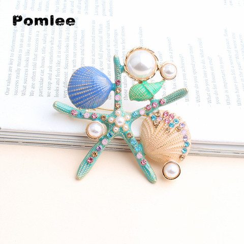 Pomlee Enamel Sea Star Coral Starfish Brooches Women PearlAnimal Ocean Series Party Office Brooch Pins Jewelry Gifts ► Photo 1/6